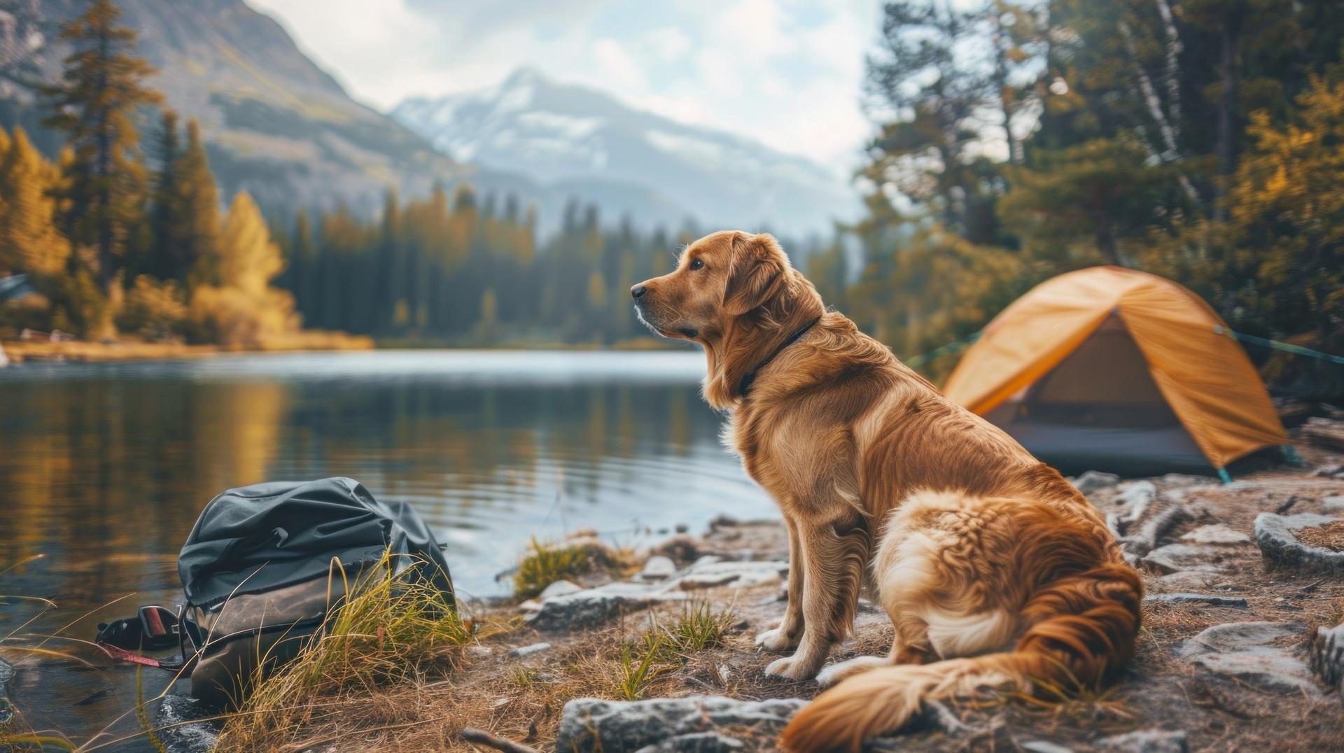 Hund am Bergsee beim Camping | Pernaturam