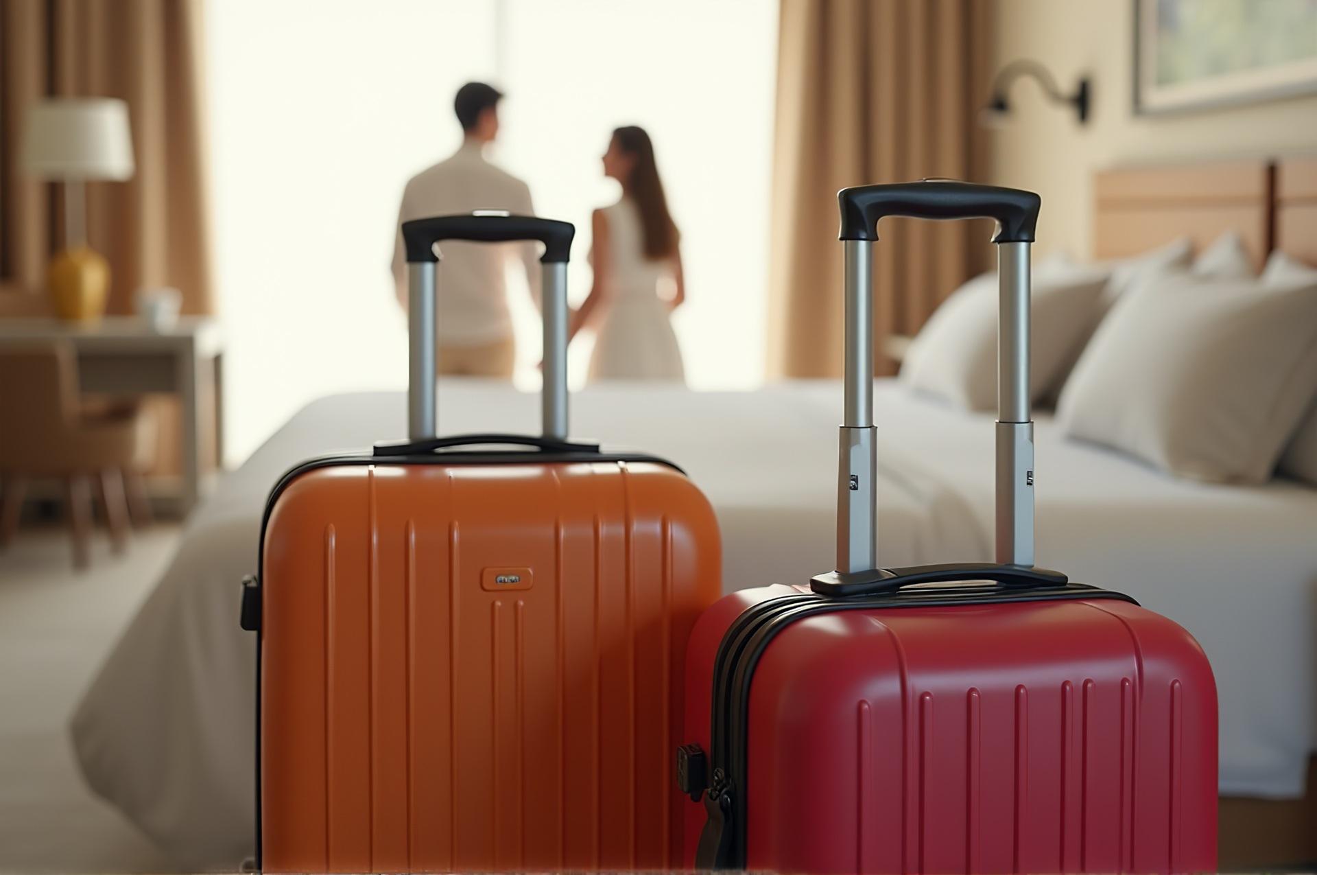 Koffer im Hotelzimmer mit entspannendem Ambiente | Bettwäsche Bio Baumwolle